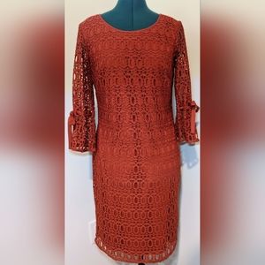 DB Orange Lace Semi Formal Dress